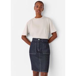 Whistles Dark Denim Contrast Stitch Midi Skirt